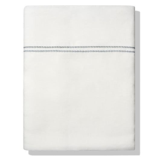 Elizaveta Top Sheet in Prussian Blue Hemstitch