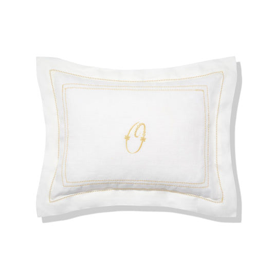 Elizaveta personalised boudoir pillow in ochre hemstitch