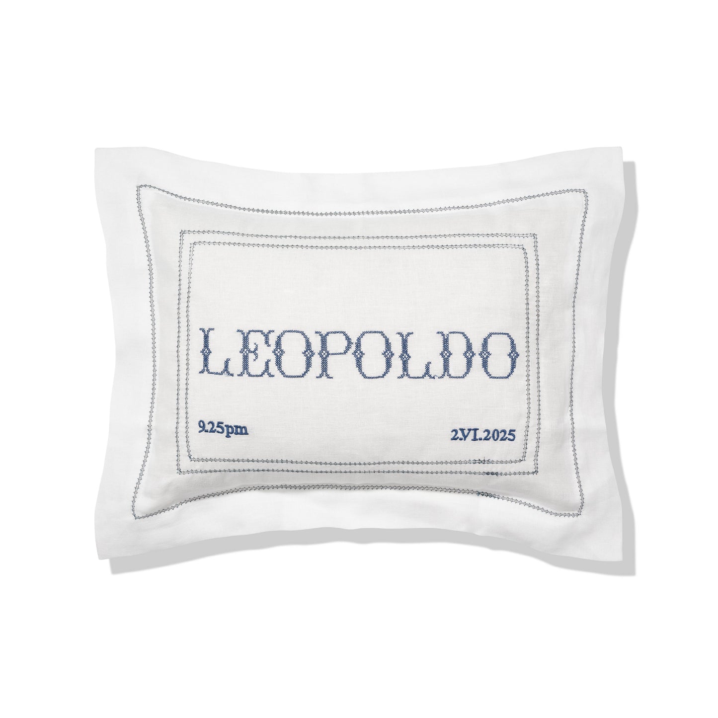 Elizaveta Boudoir Pillow in Prussian Blue Hemstitch