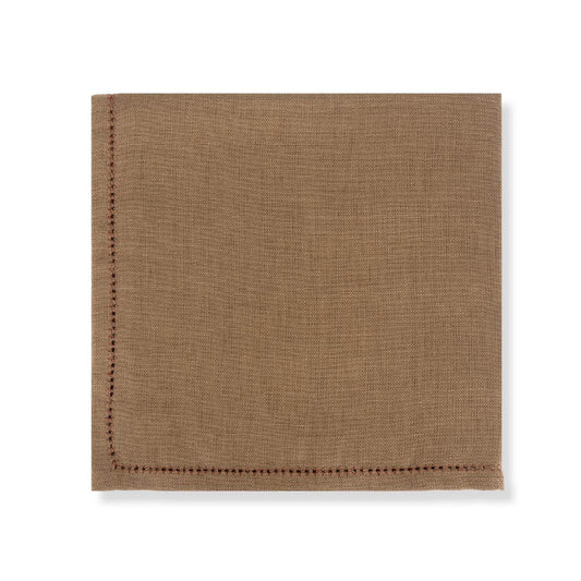 Set of Bronze Napkins with Marsala Hemstitch