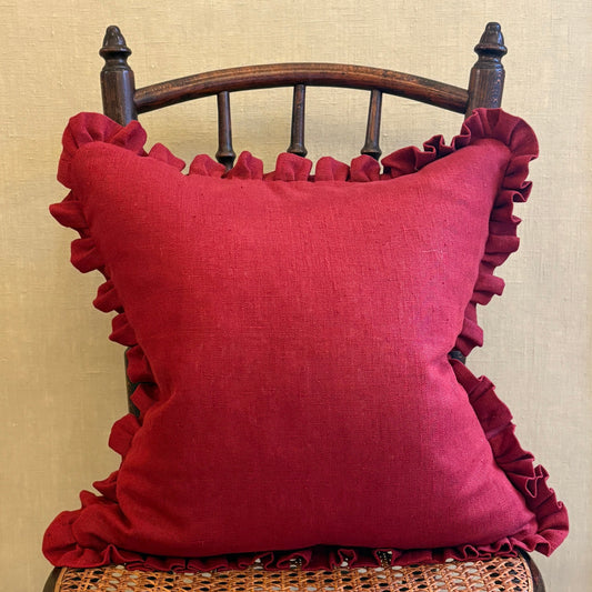 Anniversary Volga Red Cushion with Frill