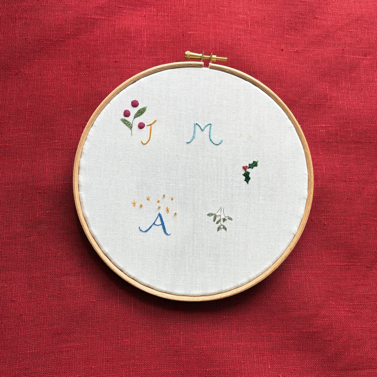 Elizaveta Boudoir Pillow in Coral Hemstitch with Hand Embroidery