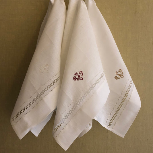 Diamond Stitch Hand Towel with Crossed Heart Embroidery