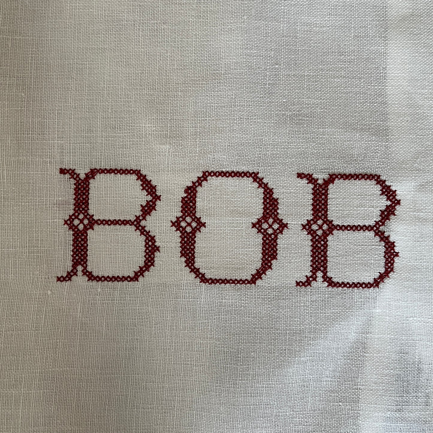 Boudoir Hemstitch Pillowcase with 'BOB' Embroidery