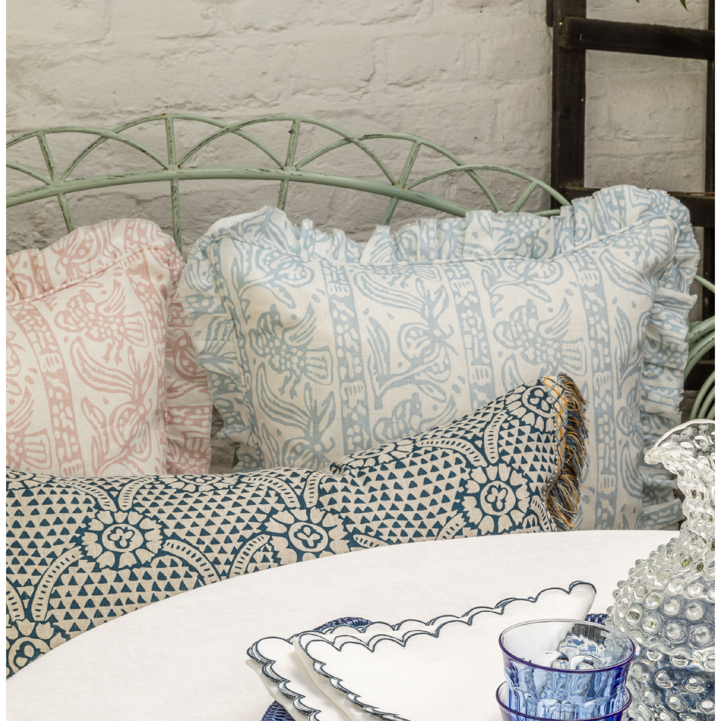 Finist Dual Use Archive Print in Chambray Blue/Ivory White