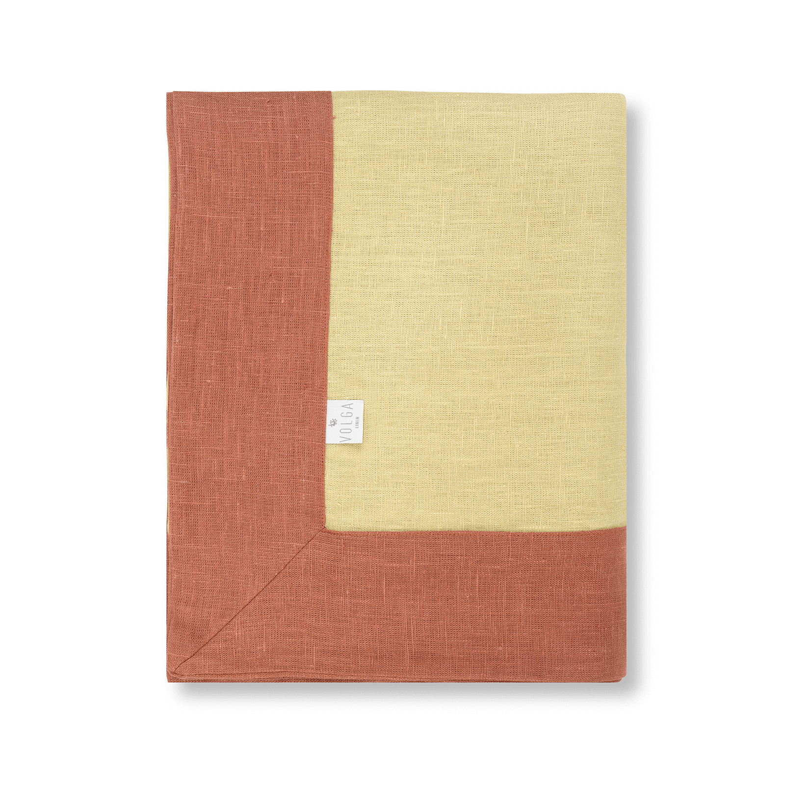 Linen Throw in Pale Gold with Sirin Terracotta Border