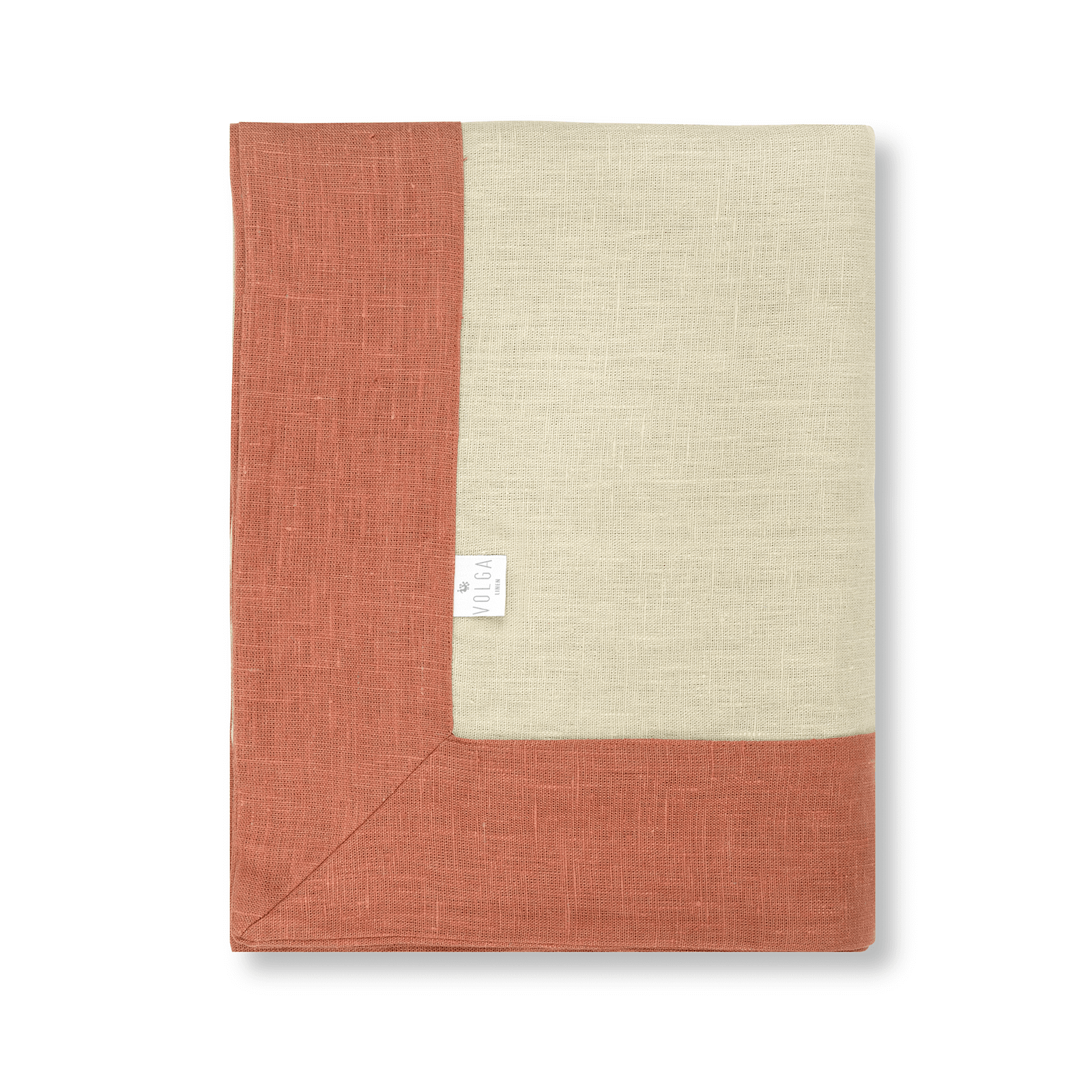 Linen Throw in Putty with Terracotta Border