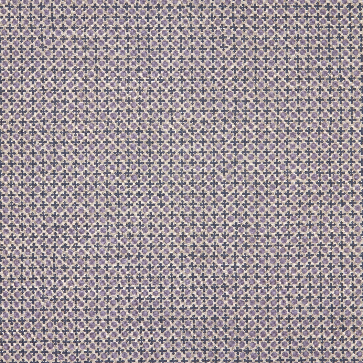 Off Cut - Marusya Light Weight Printed Linen Lilac/Natural Ex Wing With Fabric Eyelet