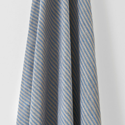 Narrow Stripe Linen Cornflower Blue/Natural