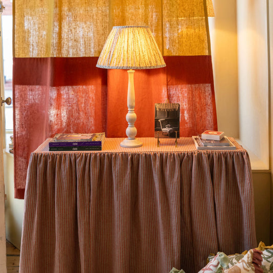 Narrow Stripe Linen Terracotta/Natural