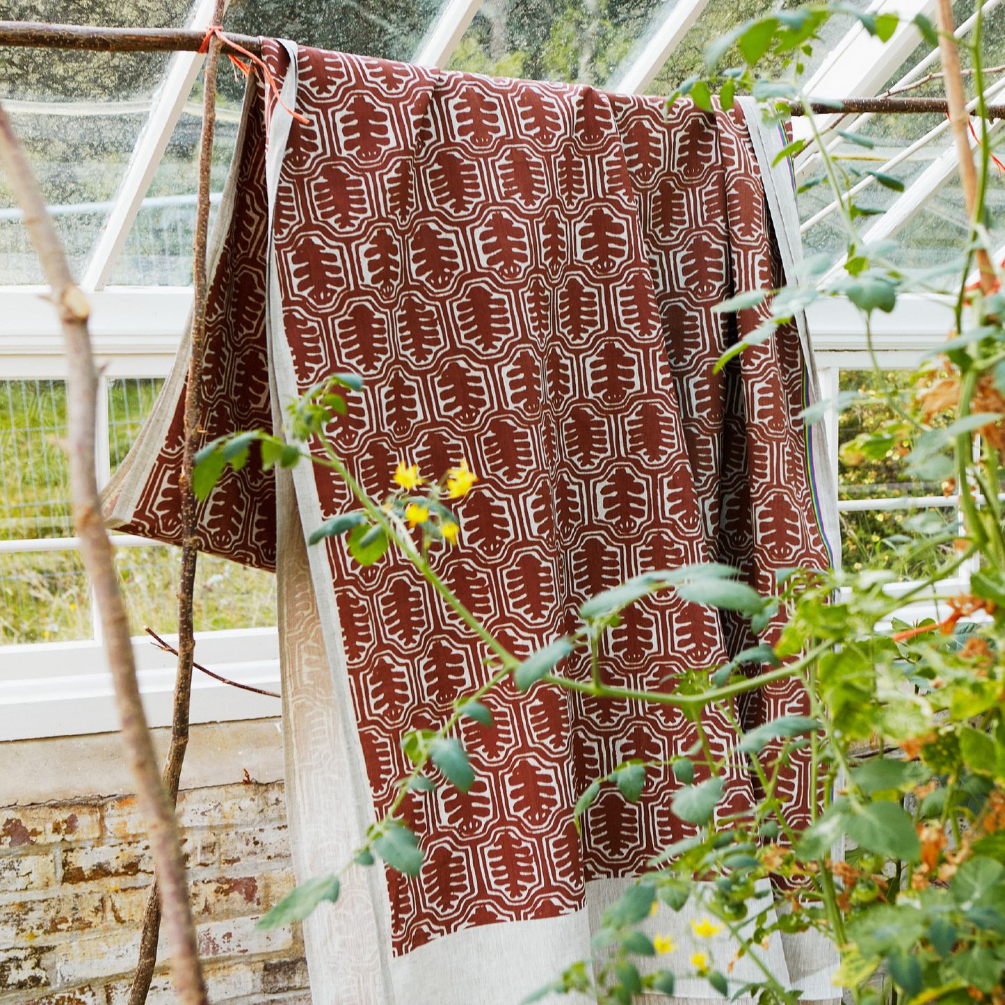 Inuit Dual Use Printed Linen Rust/Natural