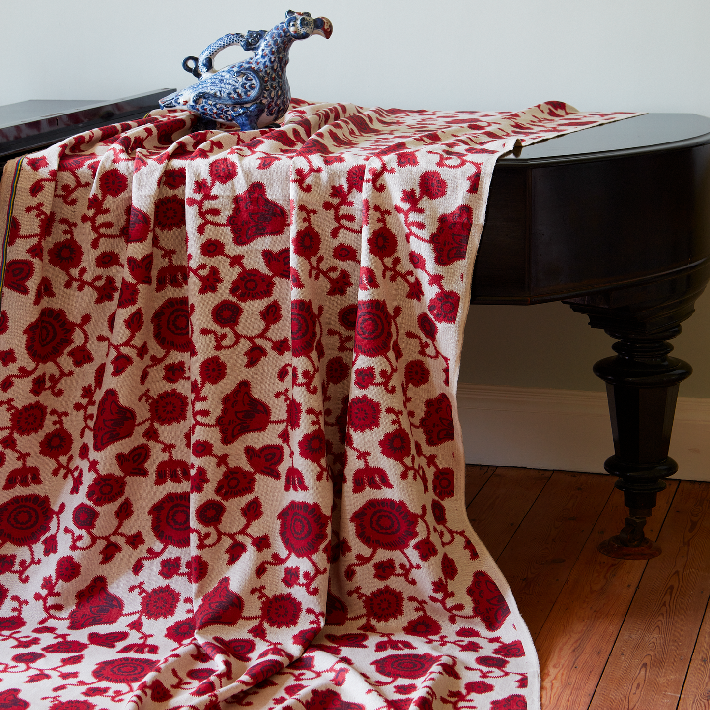 Persian Poppy Dual Use Printed Linen Red/Natural