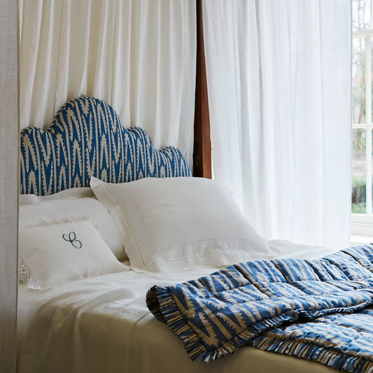 Shashka Dual Use Printed Linen Cornflower Blue/Natural