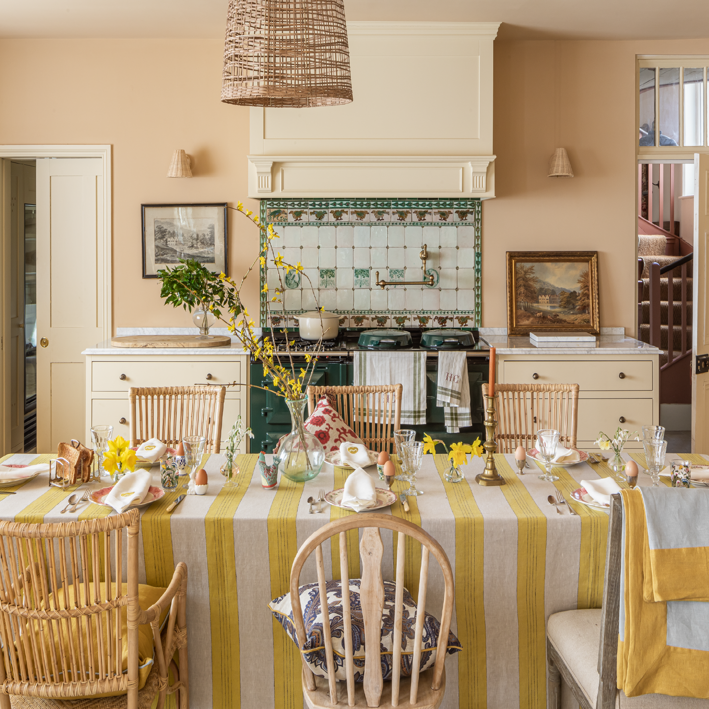 Broad Stripe Linen (Horizontal stripes) Chinese Yellow/Natural