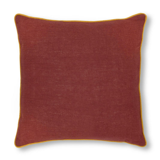 Marsala Cushion with Ochre Piping