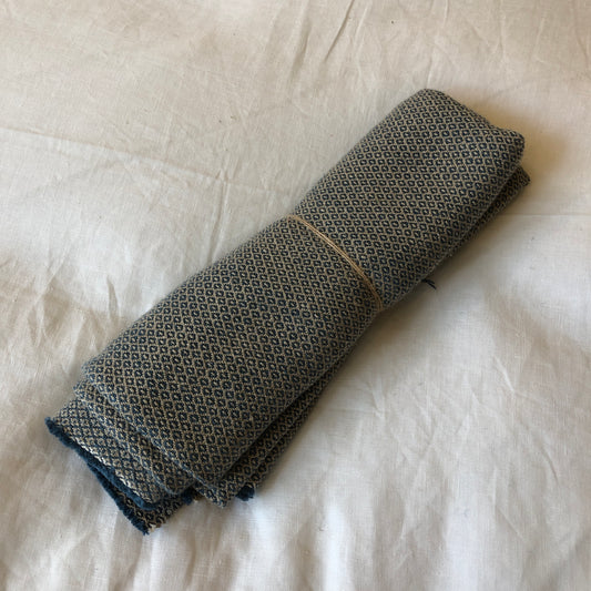 Off Cut - Mid Weight Petite Weave Linen (Archive Development Sample) - Blue/Natural