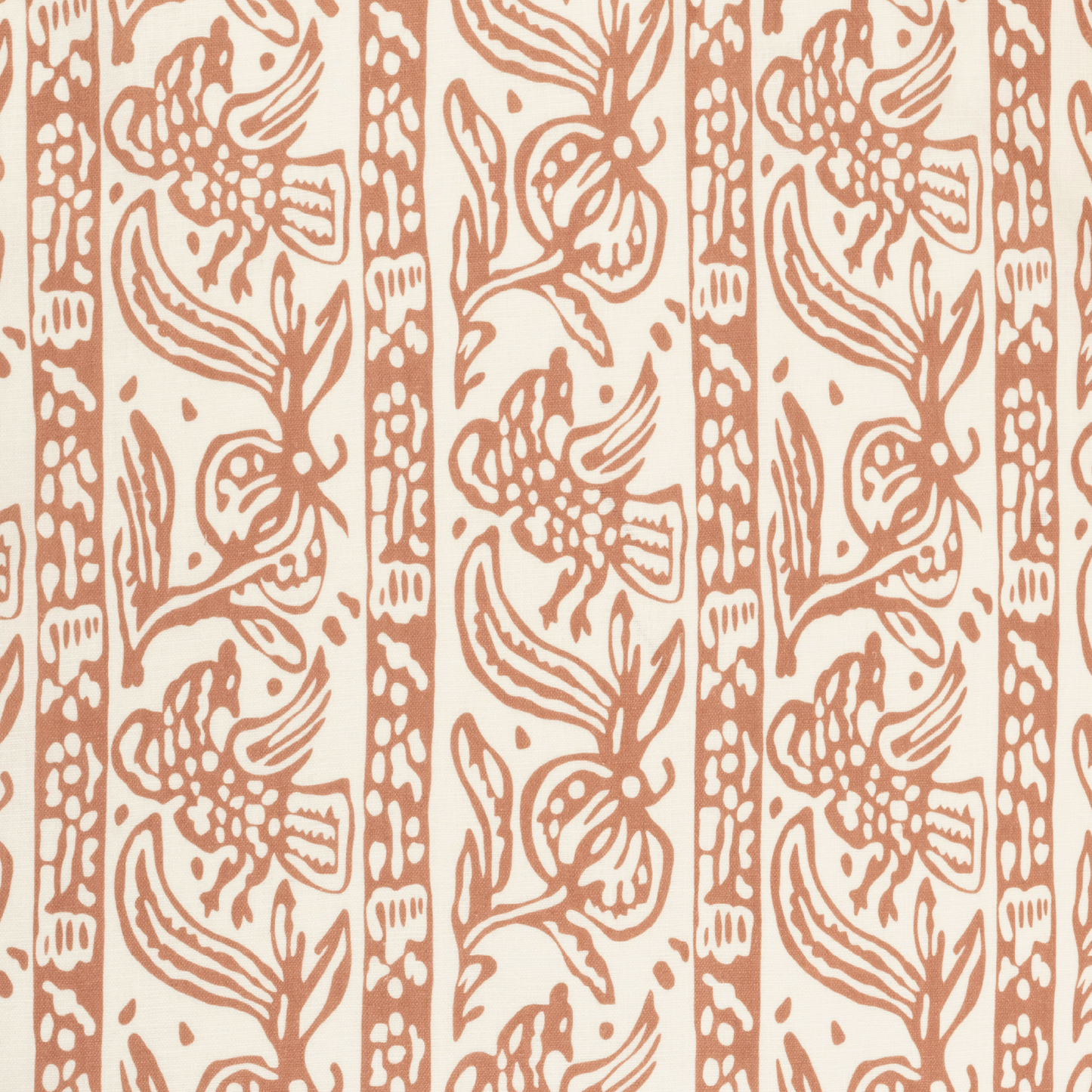 Showroom Ex-Display Folding Screen Upholstered in Finist Dual Use Archive Print in Sirin Terracotta/Oyster