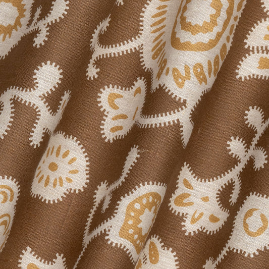 Persian Poppy Dual Use Printed Linen Bronze/Natural