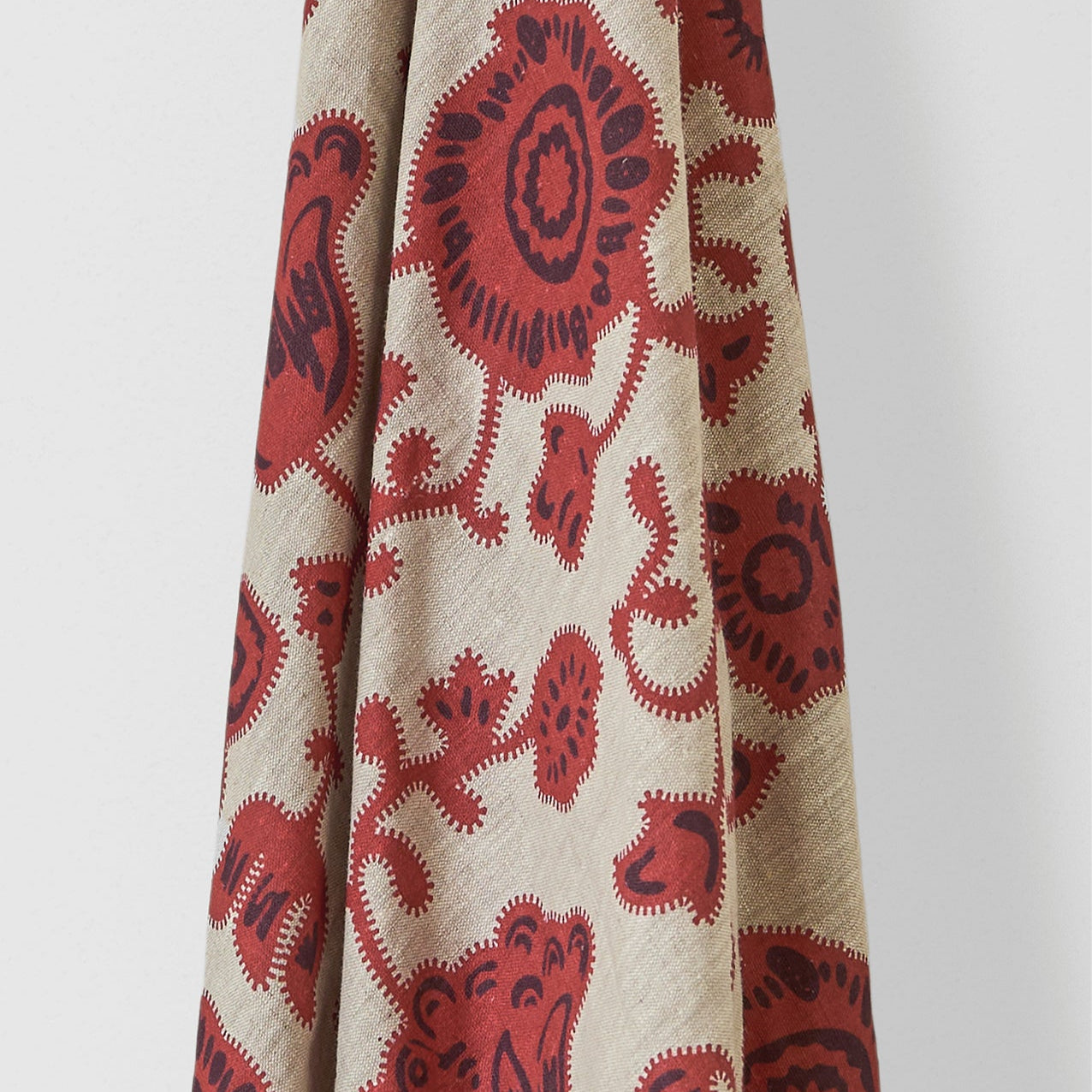 Persian Poppy Dual Use Printed Linen Red/Natural