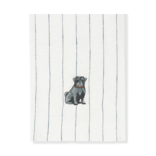 Kitchen Towel with Pug Embroidery