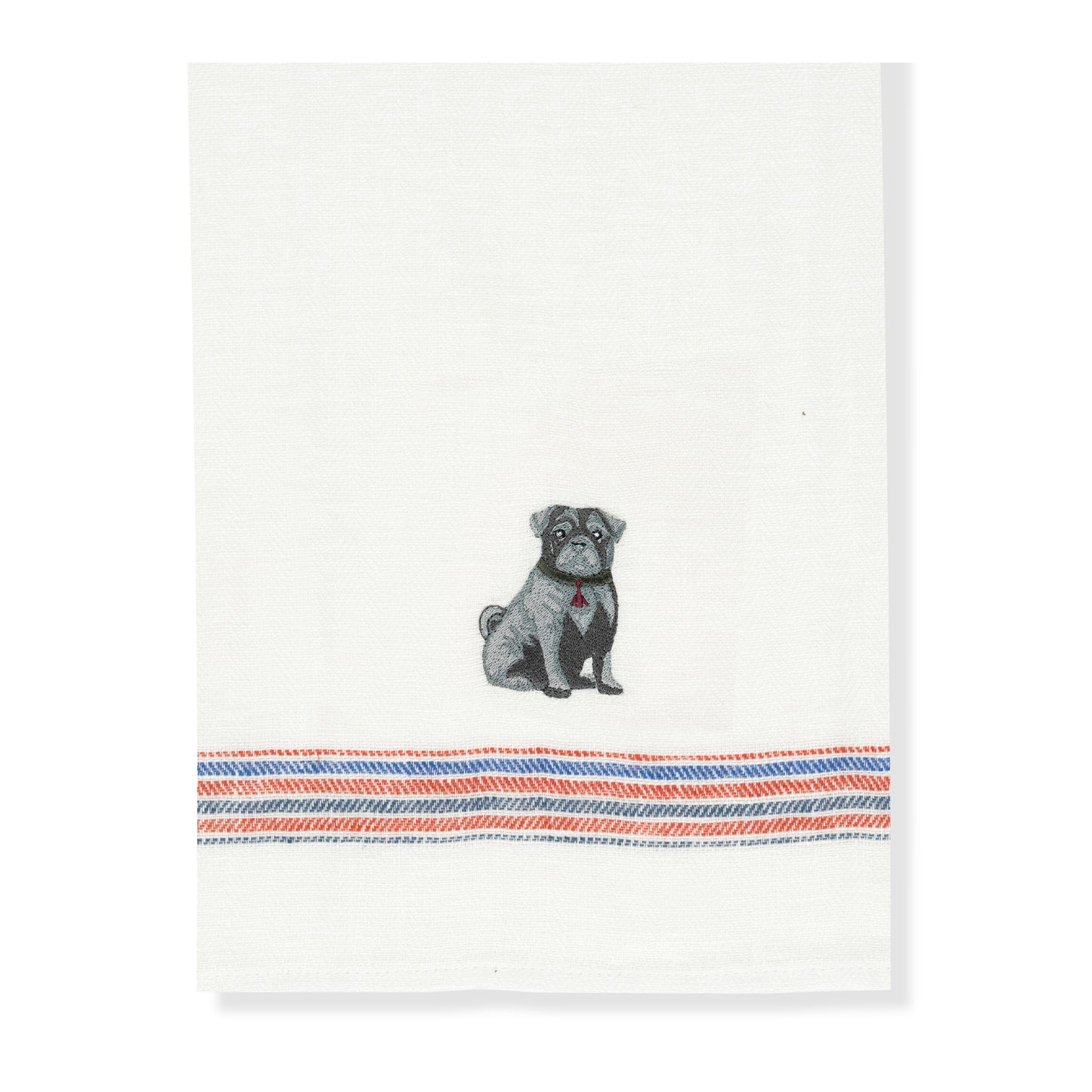 Kitchen Towel with Pug Embroidery
