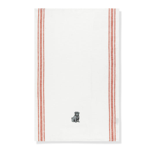 Kitchen Towel with Pug Embroidery