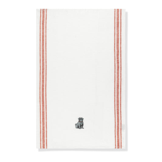 Kitchen Towel with Pug Embroidery