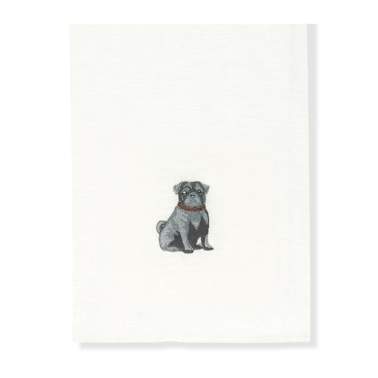 Kitchen Towel with Pug Embroidery