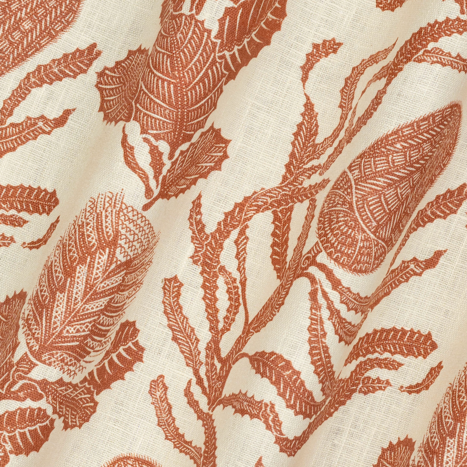 Cape Botanical Dual Use Printed Linen Terracotta/Oyster