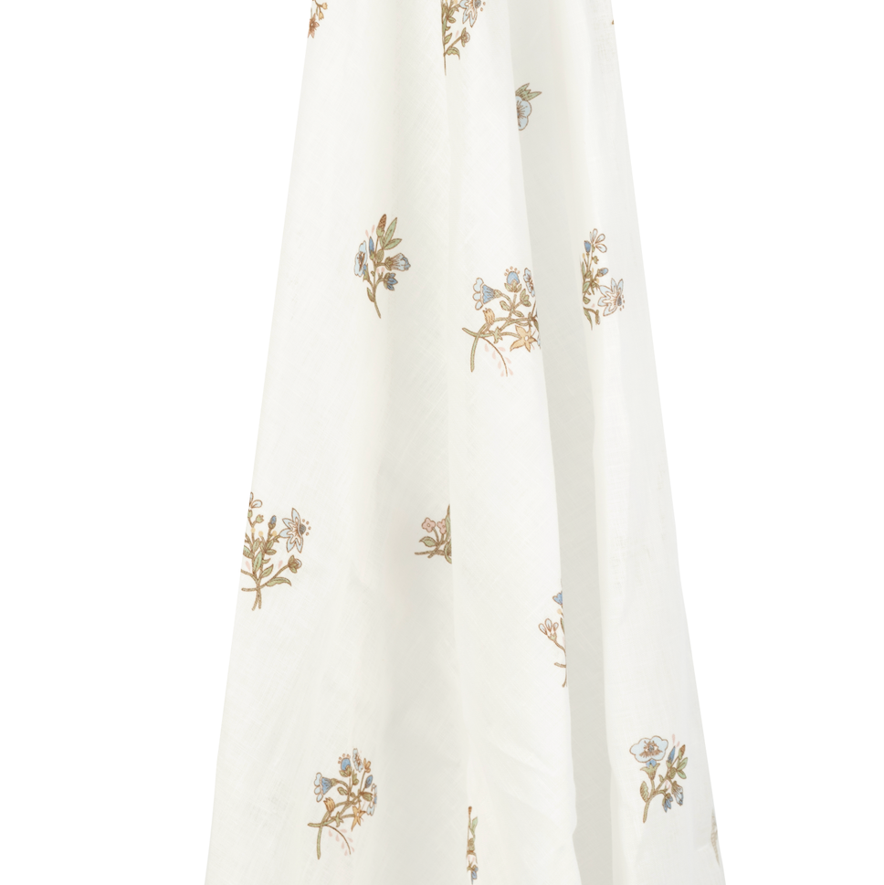 Flax & Field Posy Printed Voile Linen Multi/Ivory White