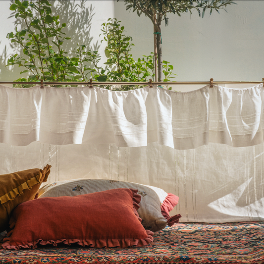 Drawn Thread Lambrequin Ladder & Hemstitch Edge Ivory White