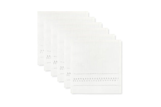 Set of 6 Diamond Stitch Square Cocktail Napkins