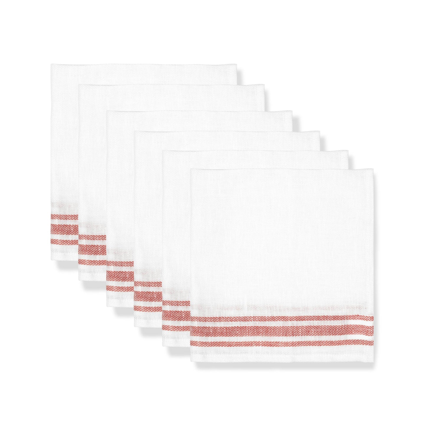 Set of 6 French Red Stripe Napkins