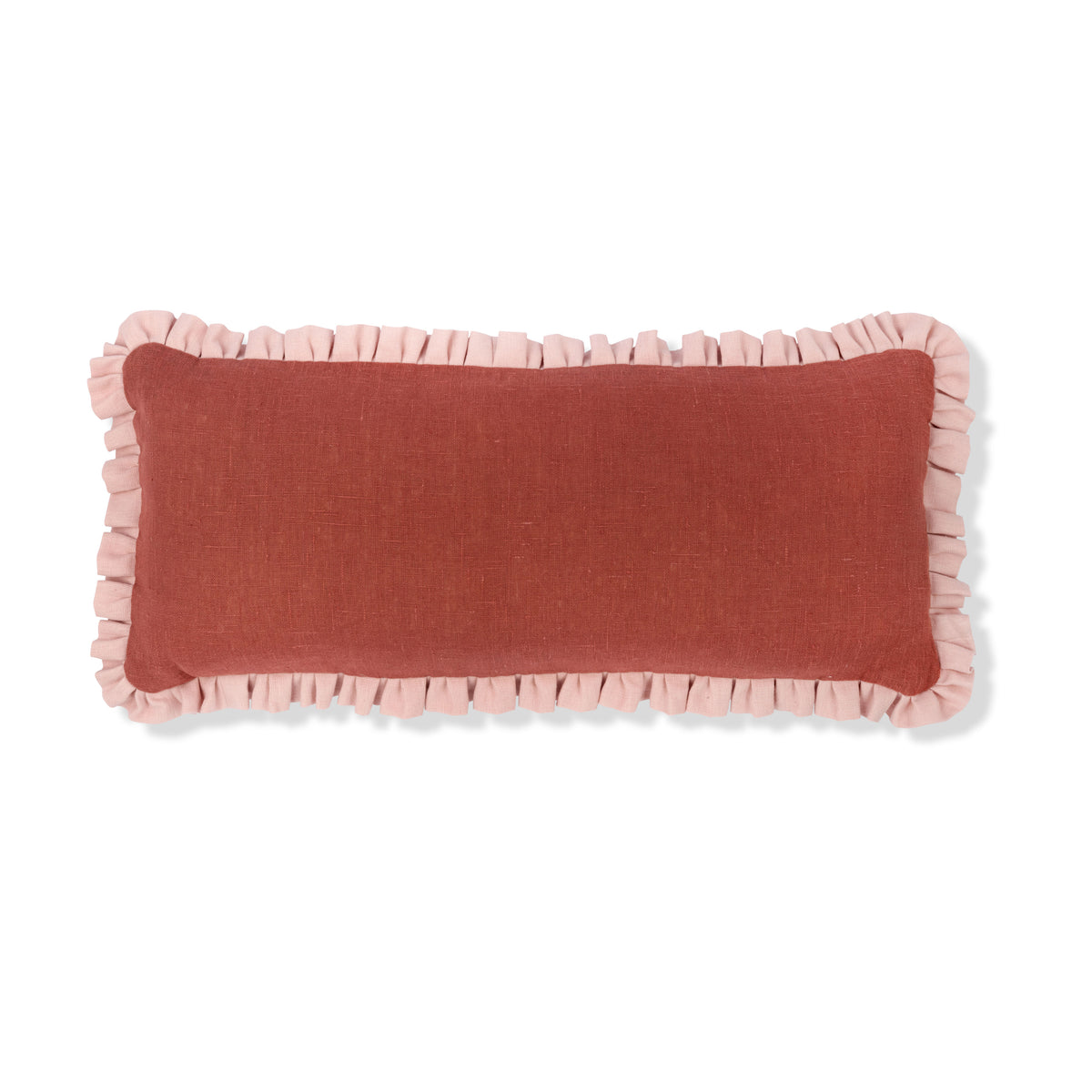 Sirin Terracotta Cushion with English Rose Frill