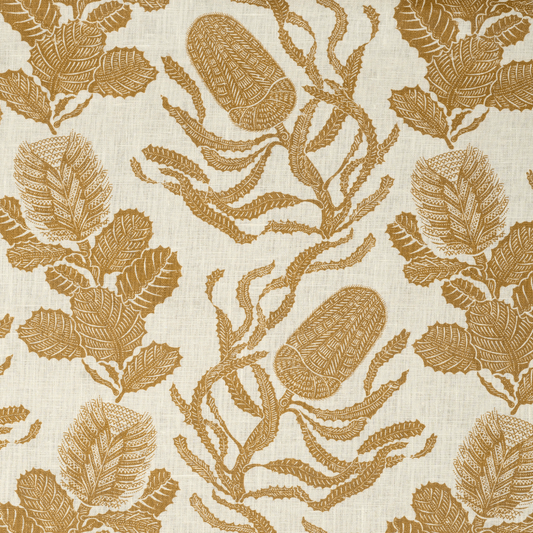 Cape Botanical Dual Use Printed Linen Old Gold/Oyster