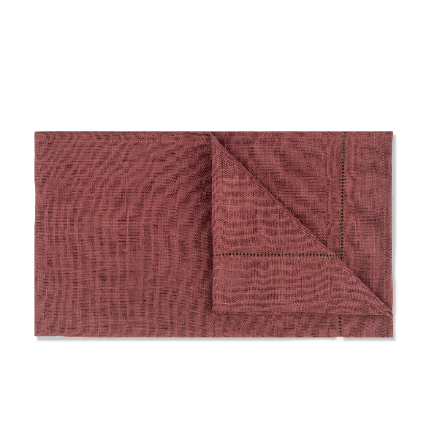 Marsala Hand Towel with Fern Green Hemstitch
