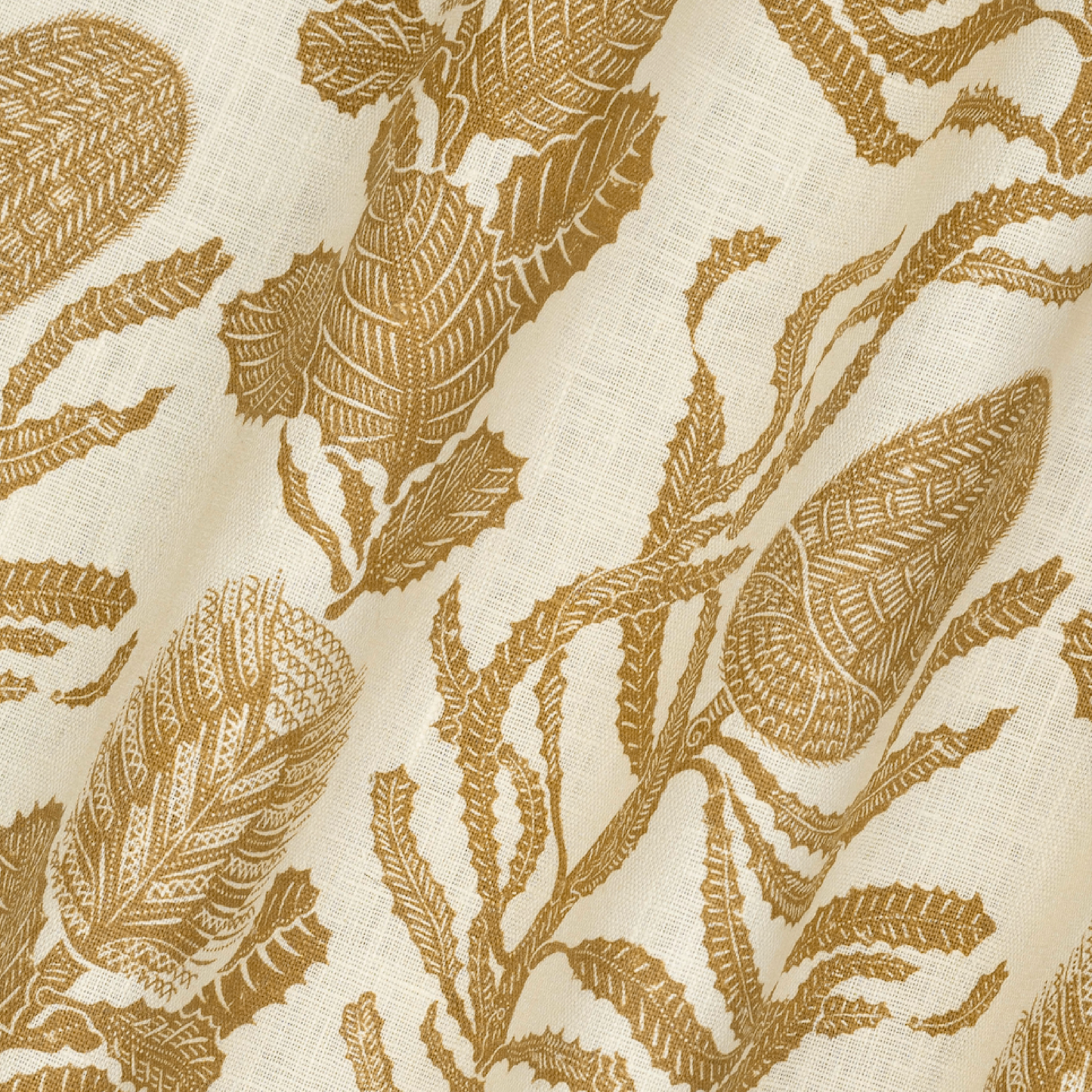 Cape Botanical Dual Use Printed Linen Old Gold/Oyster