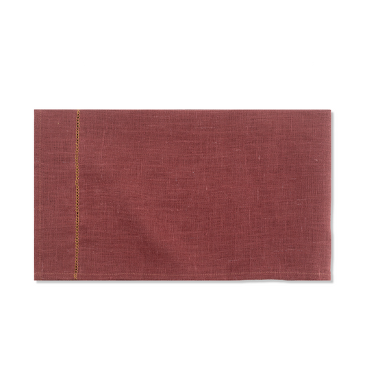 Marsala Hand Towel with Ochre Hemstitch