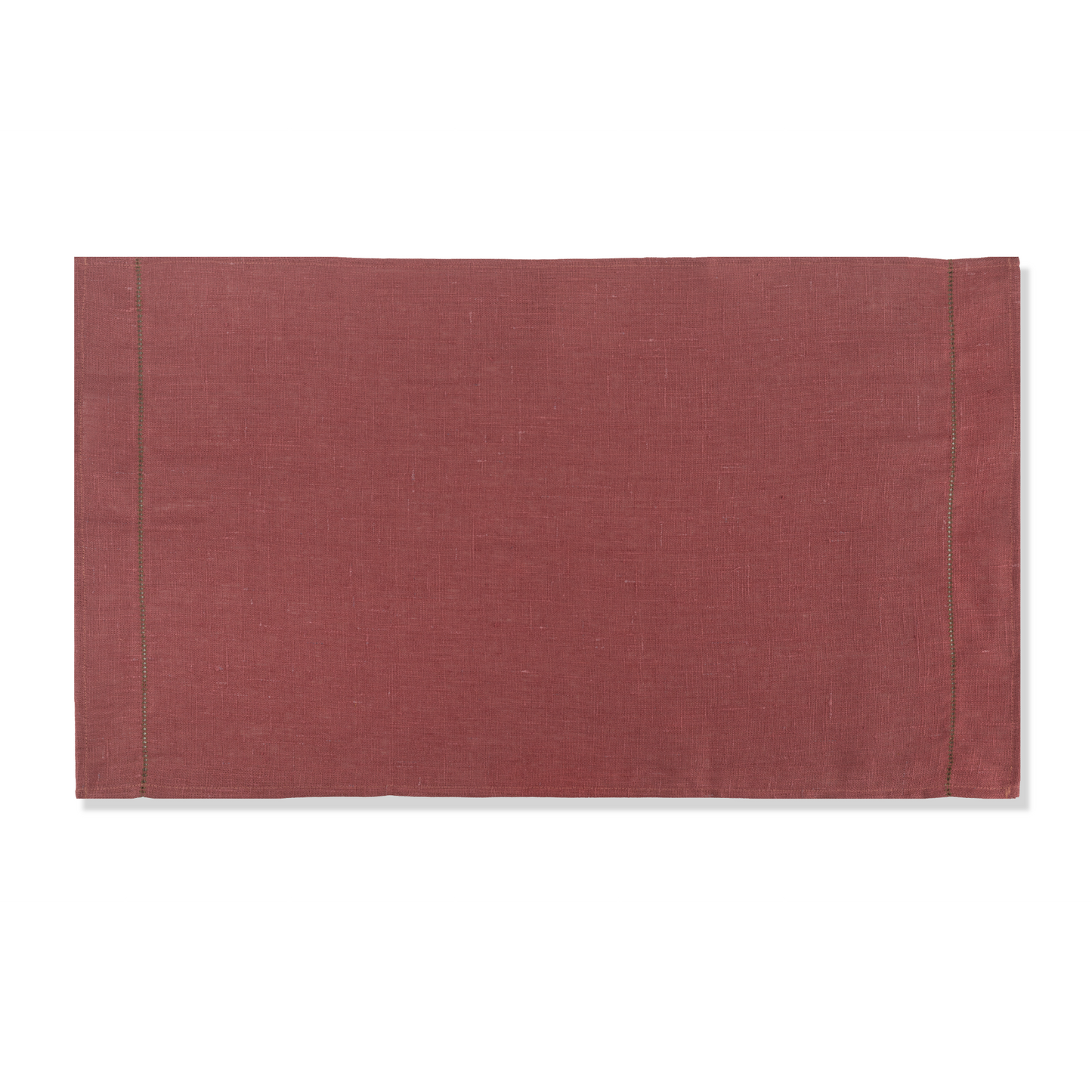 Marsala linen hand towel with fern green hemstitch
