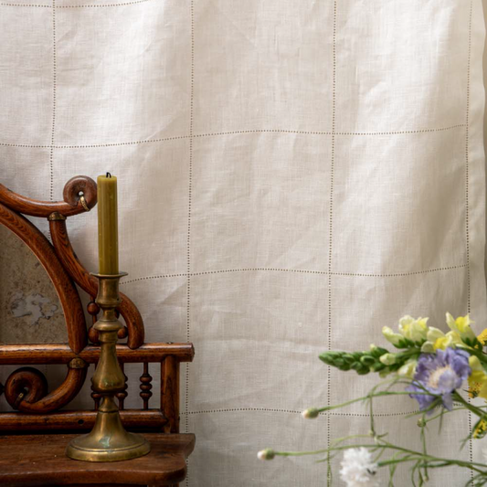 Drawn Thread - Hemstitch Check Ivory White