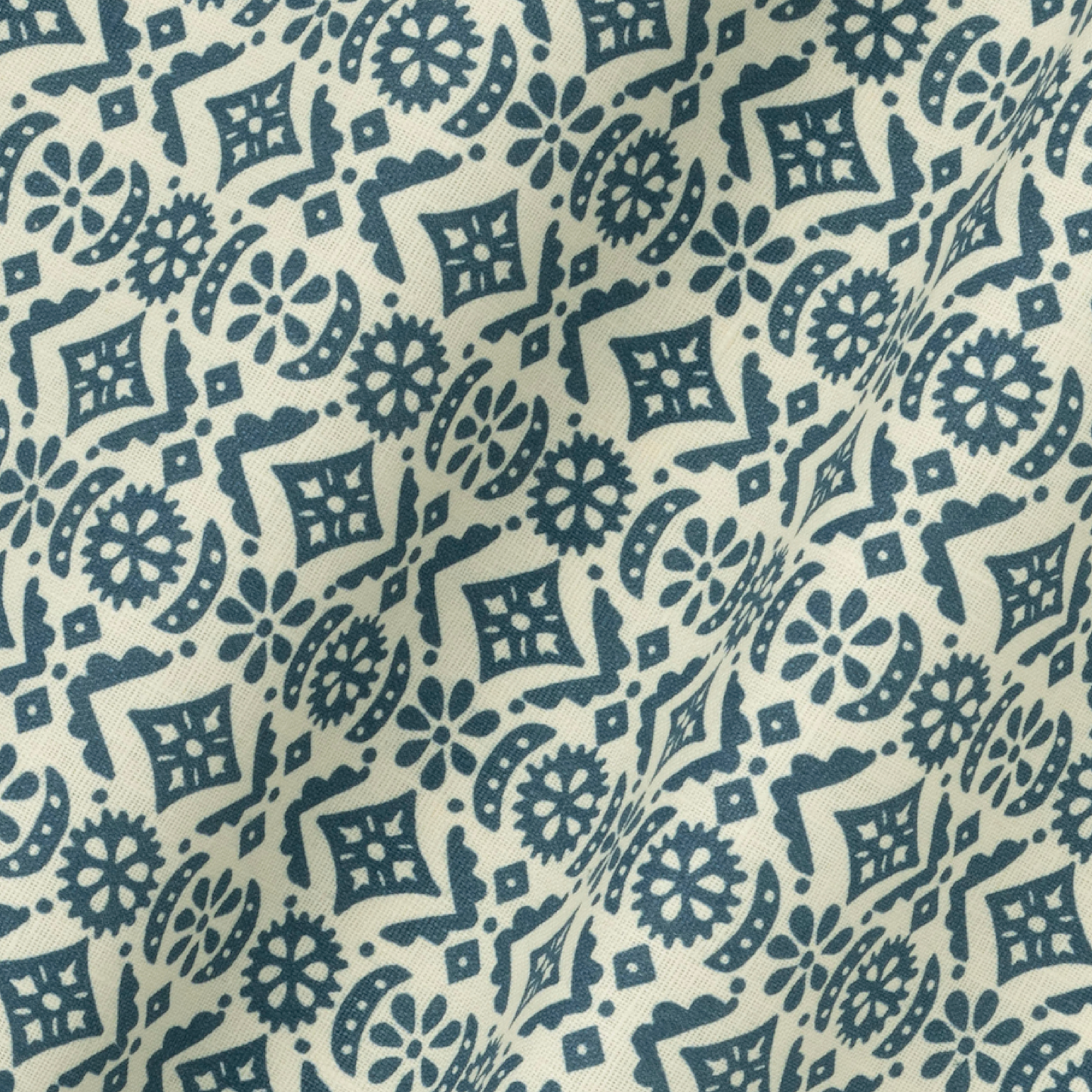 Hawelka Dual Use Printed Linen Oyster/Prussian Blue