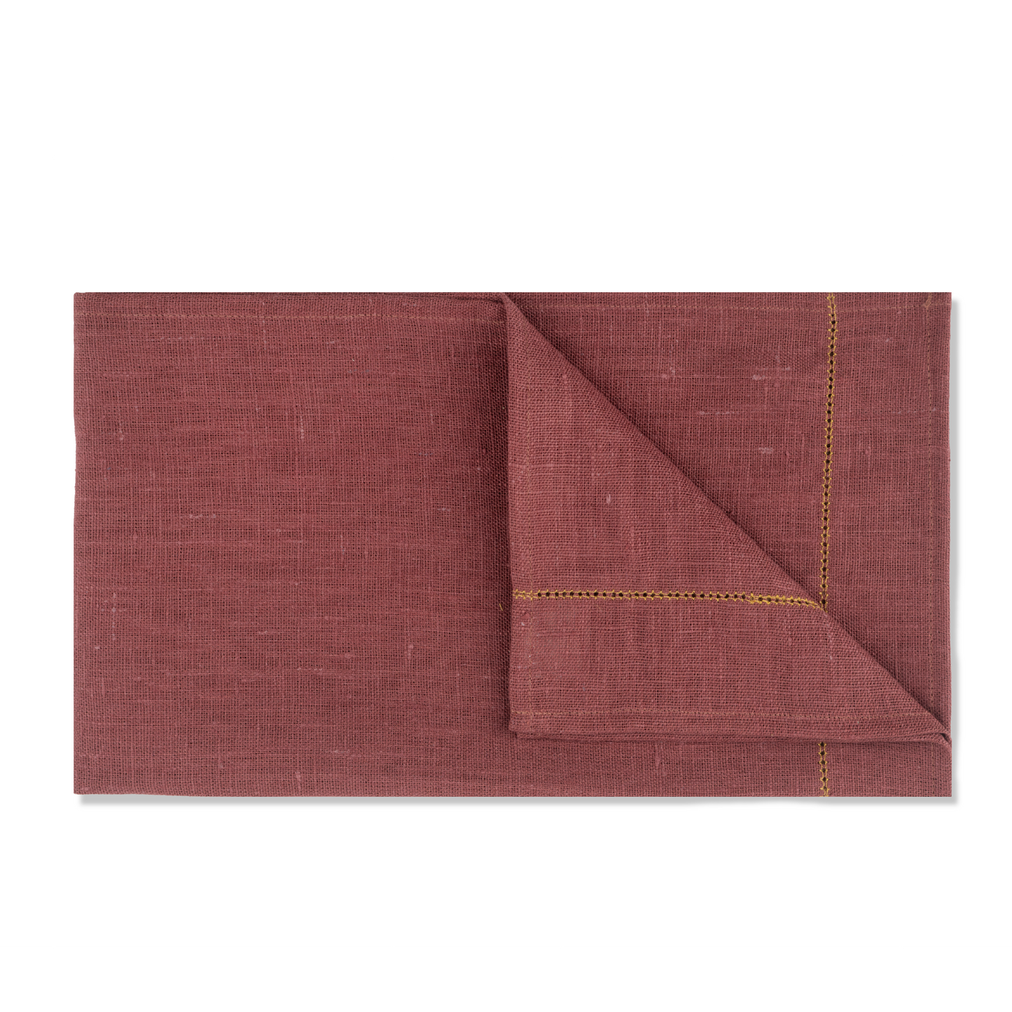 Marsala Hand Towel with Ochre Hemstitch
