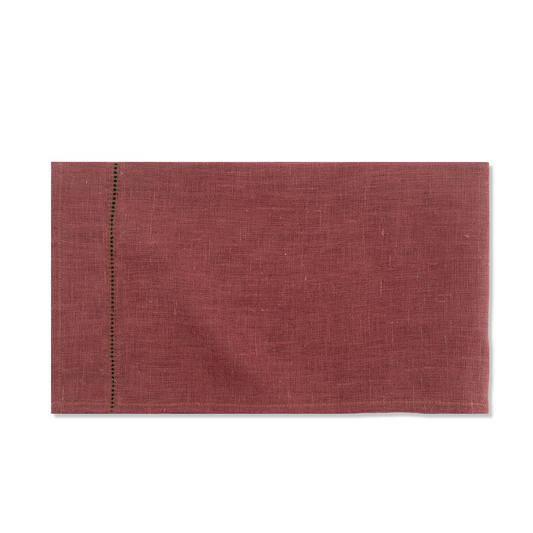 Marsala Hand Towel with Fern Green Hemstitch
