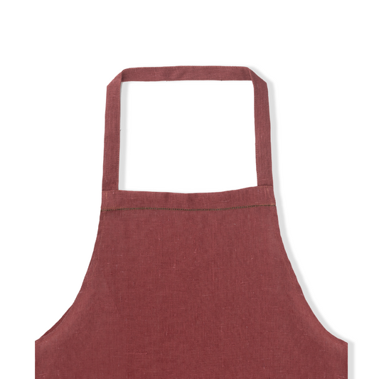 Marsala Apron with Fern Green Hemstitch