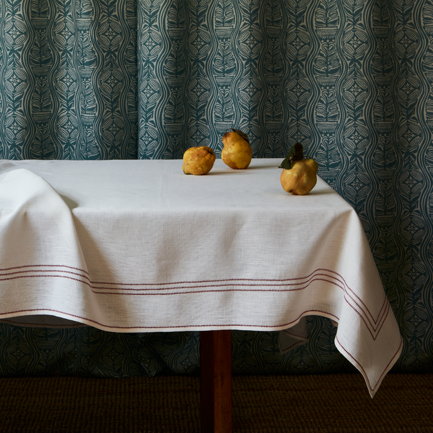 Dacha Dual Use Printed Linen Teal/Oyster