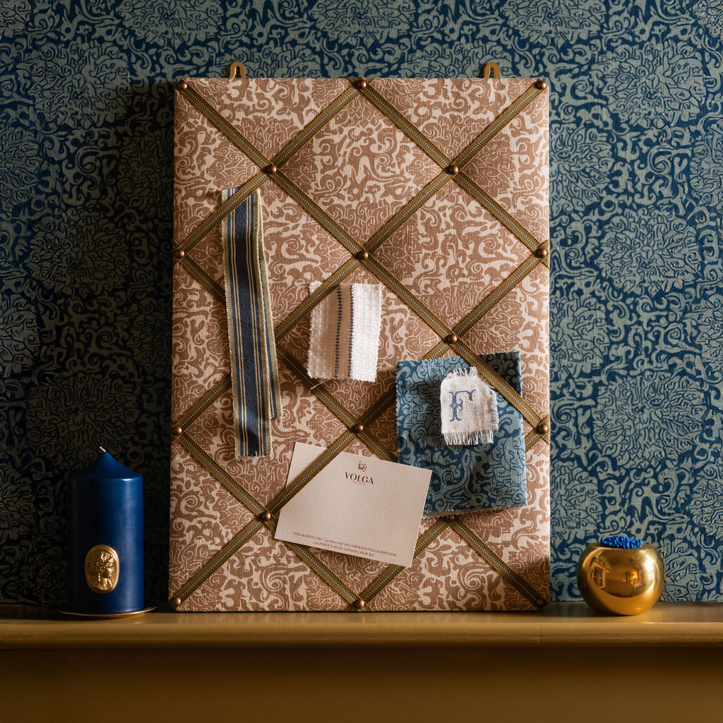 VOLGA X FRITZ PORTER Chrysanthemum Archive Revival Dual Use Printed Linen Caramel/Oyster