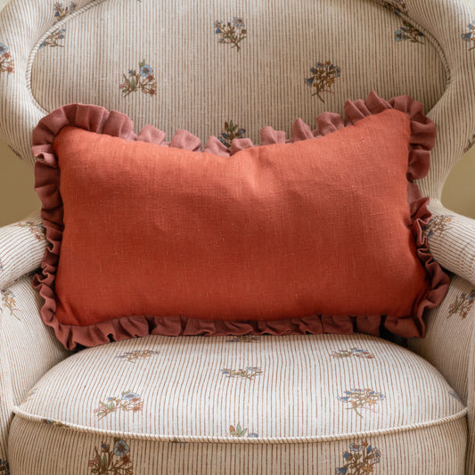 Terracotta Cushion with Sirin Terracotta Frill