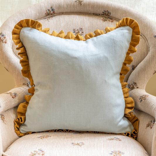 Parma Grey Cushion with Antique Gold Frill