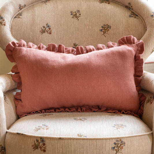 Sirin Terracotta Cushion with Frill