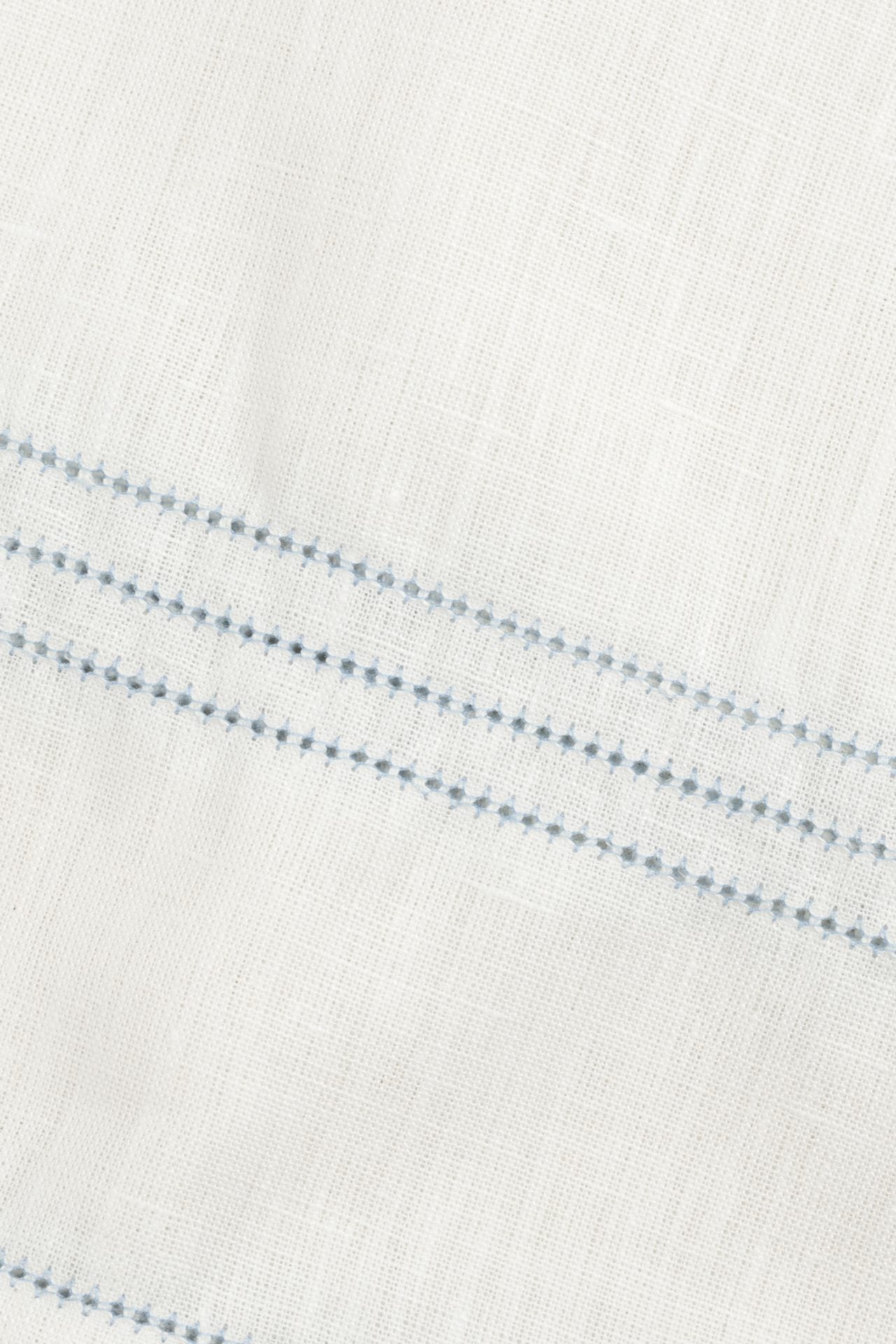 Set of 6 Ivory White Napkins with Sky Blue Hemstitch